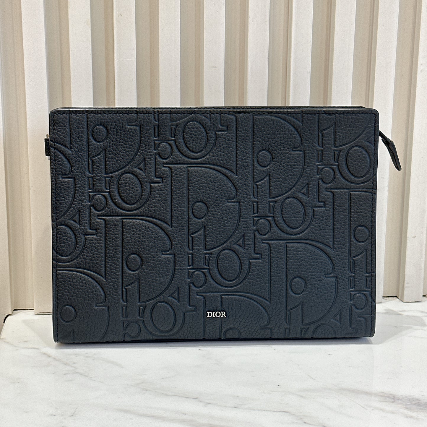 Dior A5 Triangle Pouch in Black Dior Gravity Leather