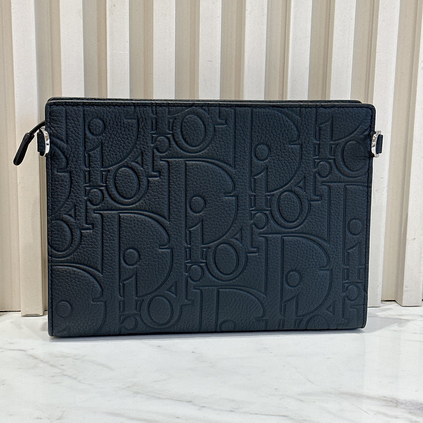 Dior A5 Triangle Pouch in Black Dior Gravity Leather