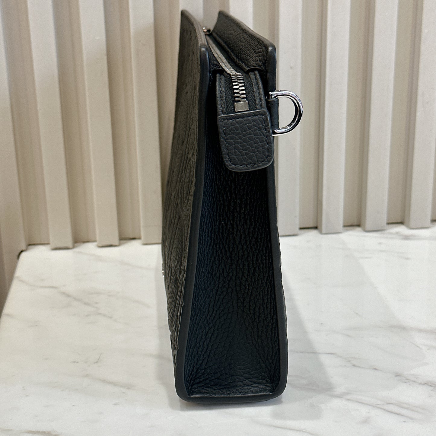 Dior A5 Triangle Pouch in Black Dior Gravity Leather