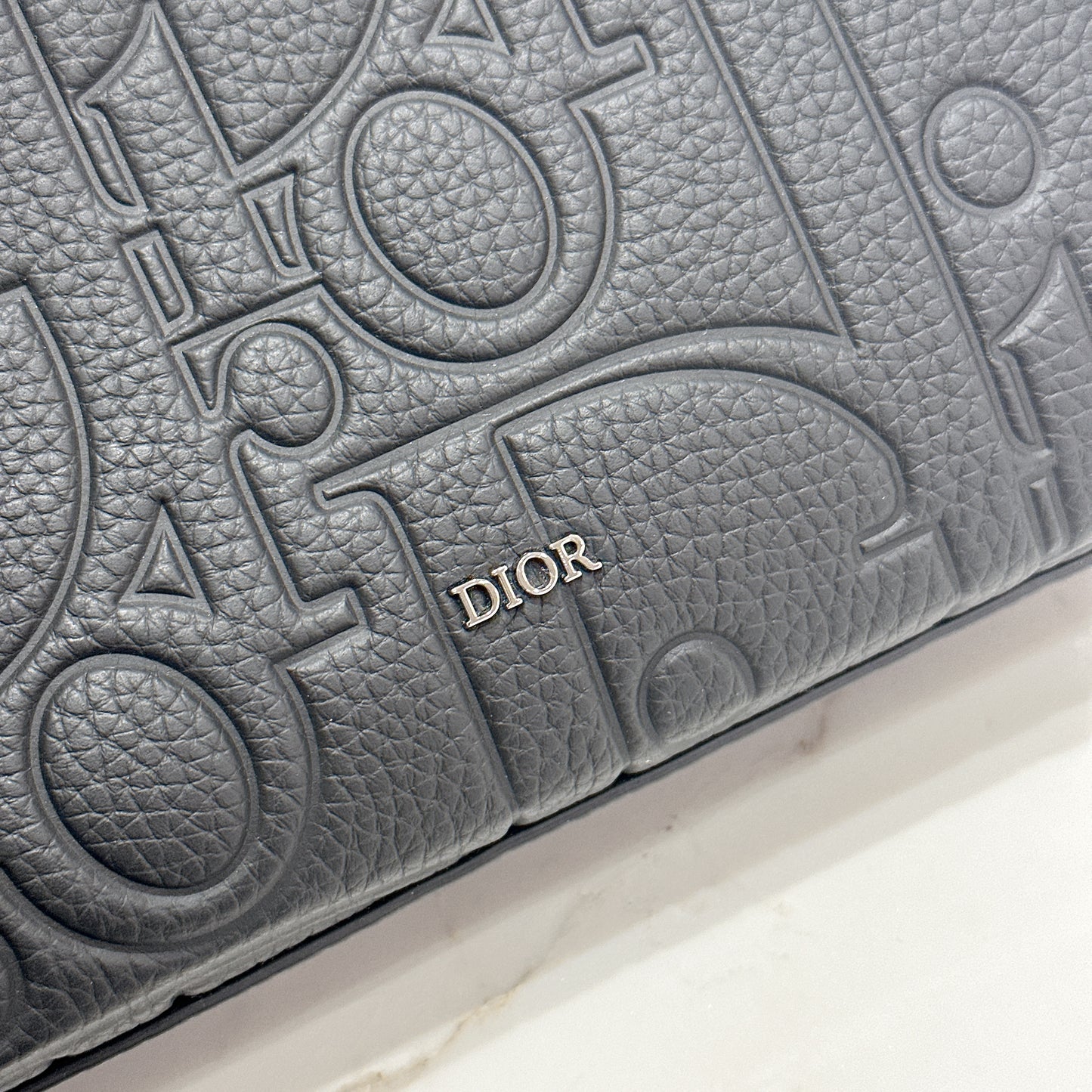 Dior A5 Triangle Pouch in Black Dior Gravity Leather
