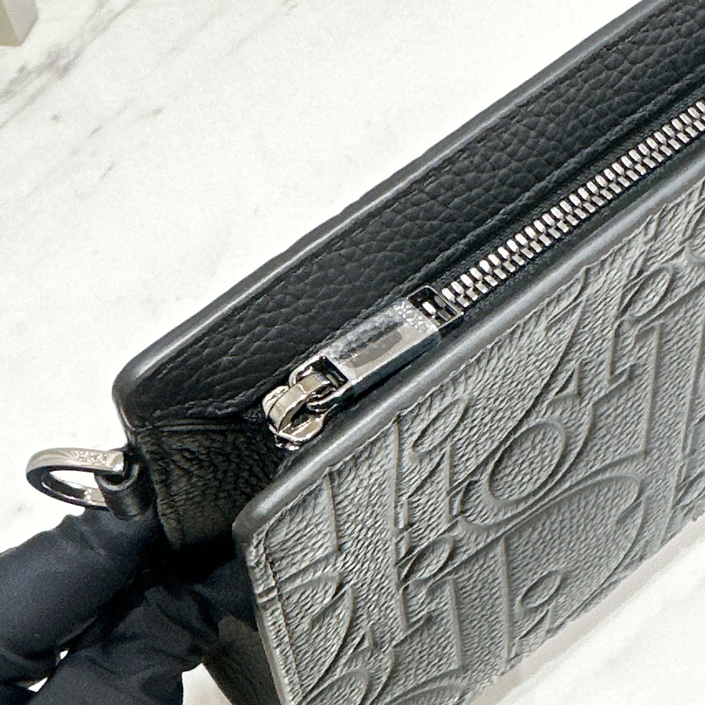 Dior A5 Triangle Pouch in Black Dior Gravity Leather