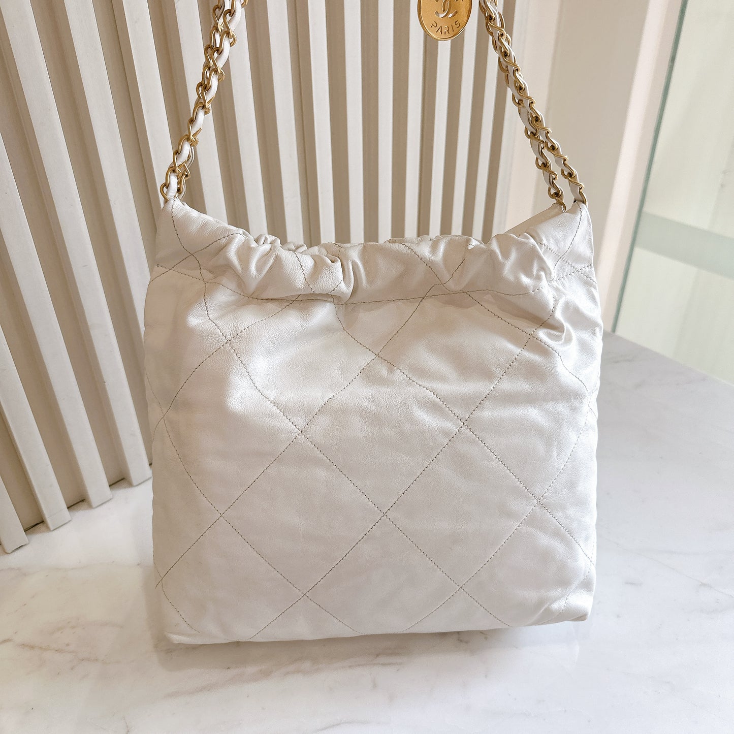 Chanel 22 Small White GHW