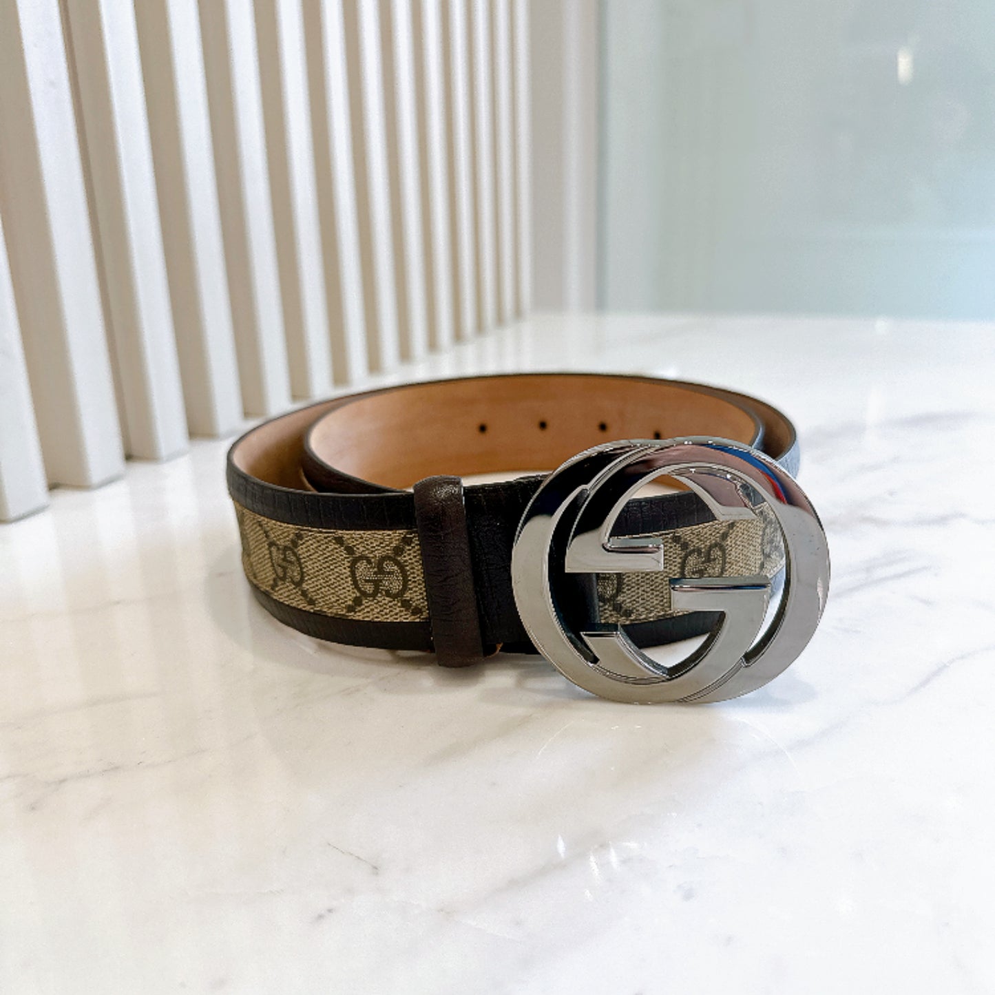 Gucci GG Suprme Belt in SHW