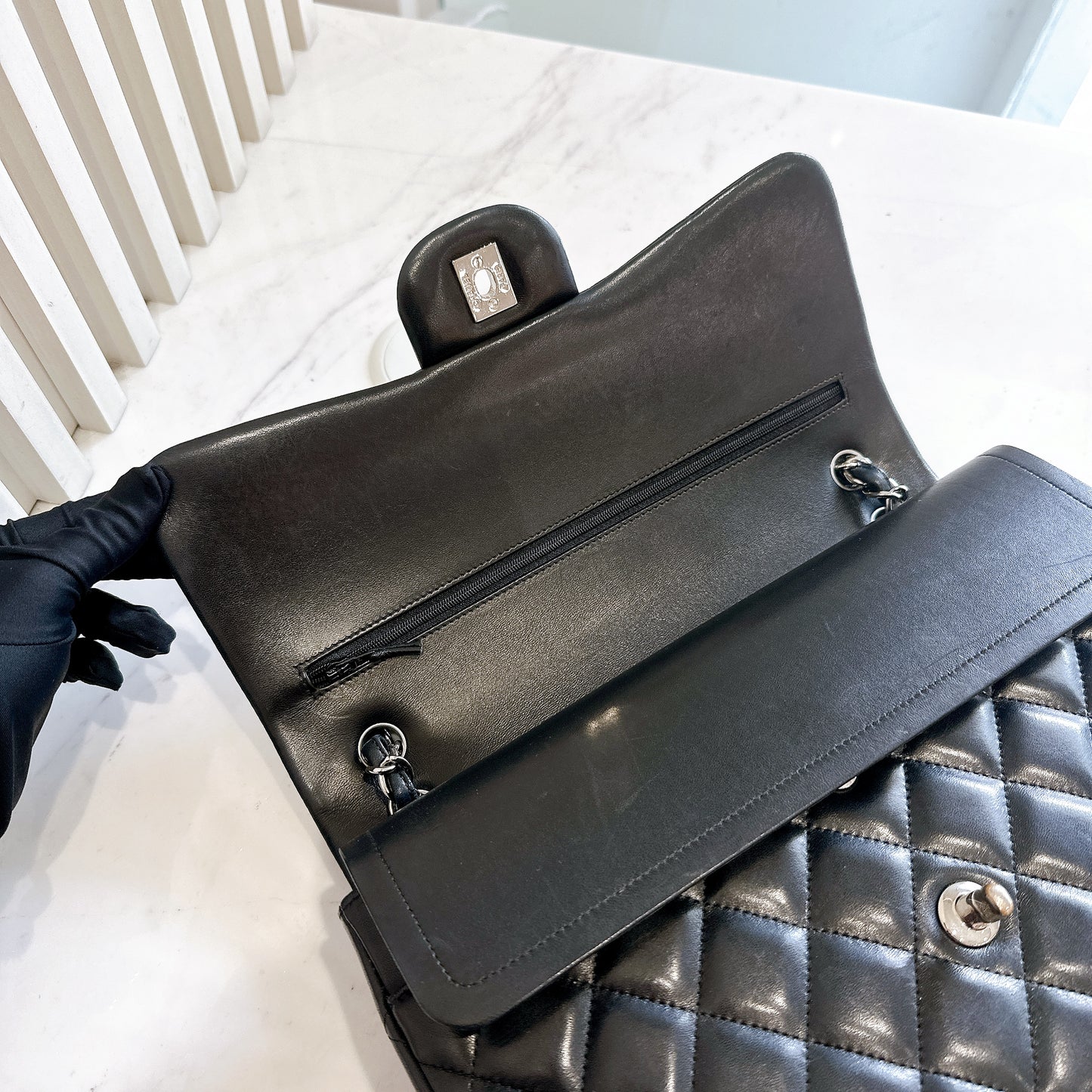 Chanel Jumbo Lambskin In SHW