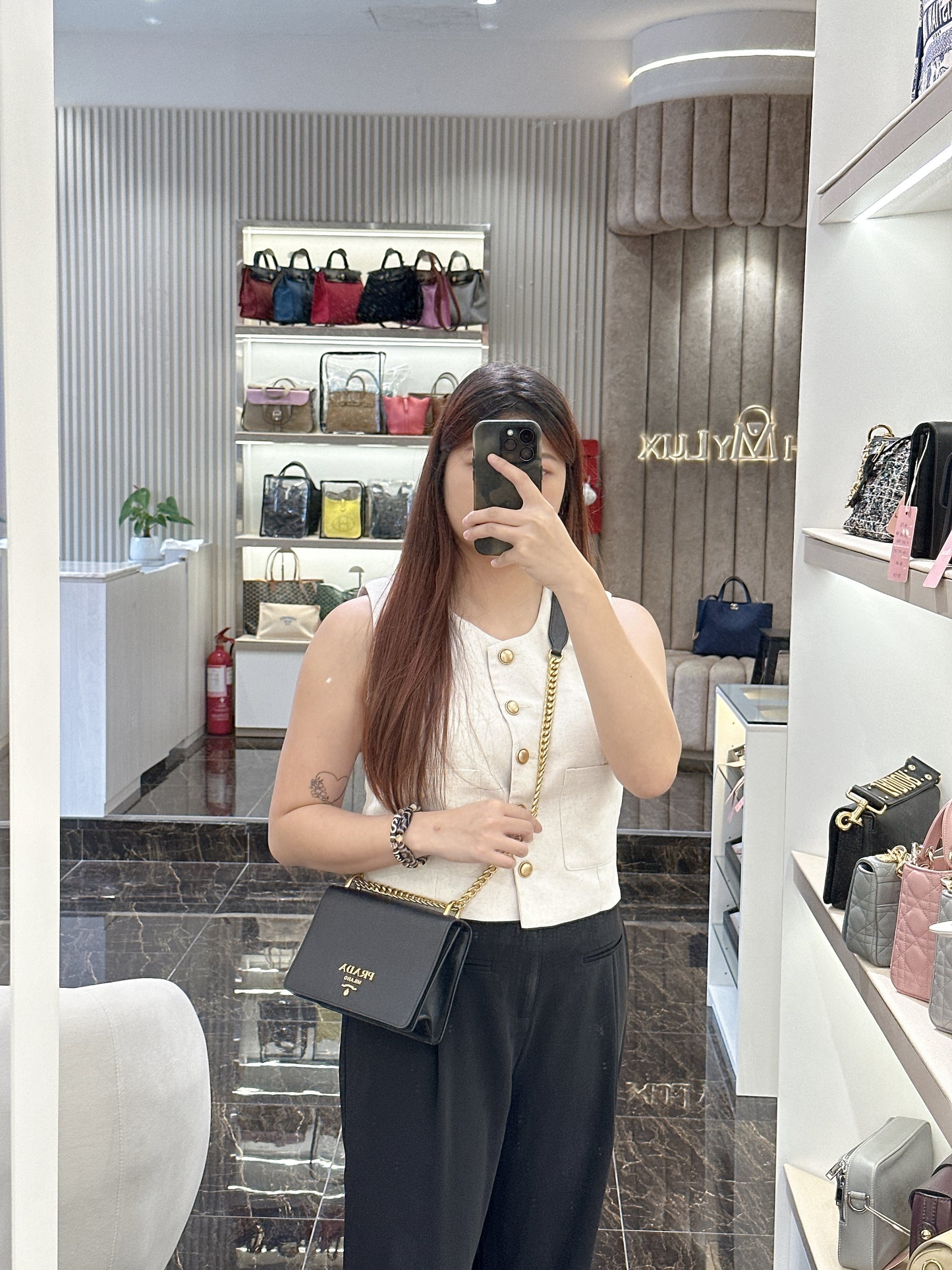 Prada Black Saffiano Chain Bag
