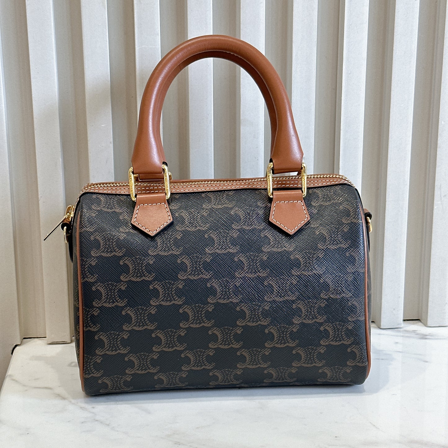 Celine Small Boston in Triomphe Canvas