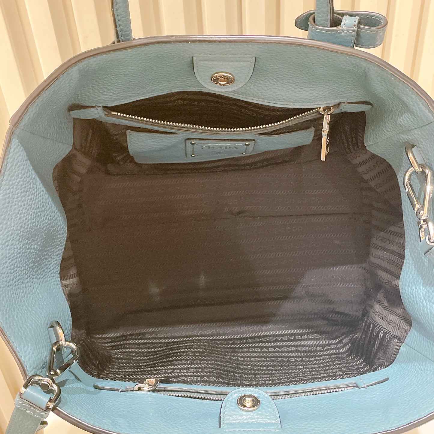 Prada Front Pocket Wing Convertible Tote in Blue