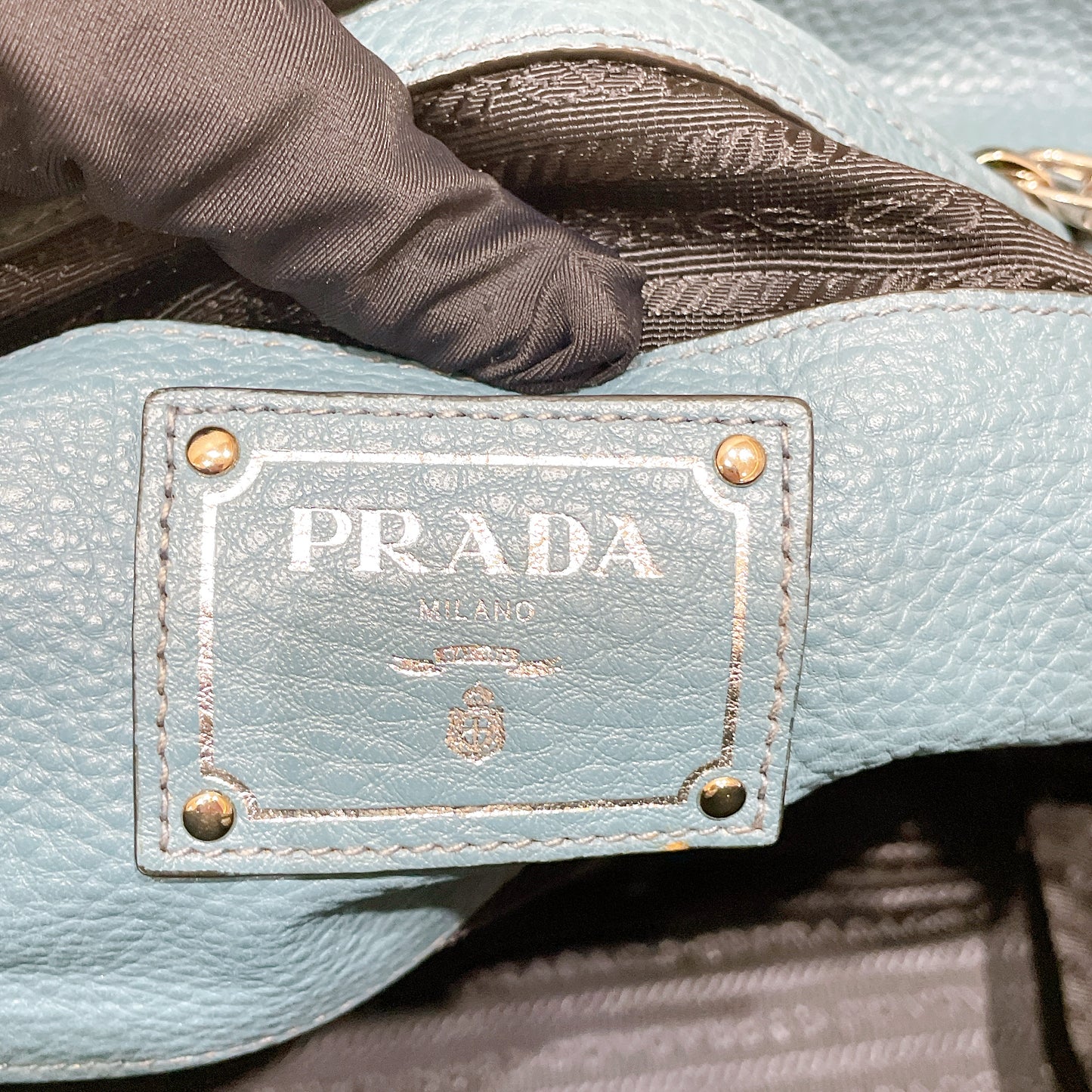 Prada Front Pocket Wing Convertible Tote in Blue