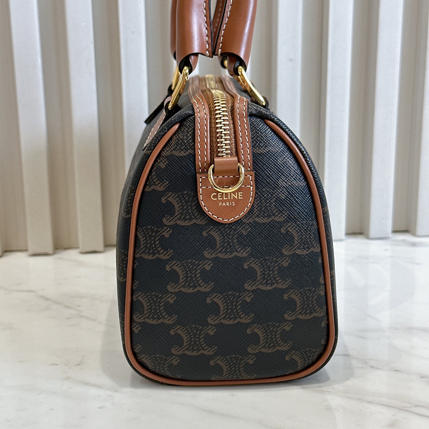 Celine Small Boston in Triomphe Canvas