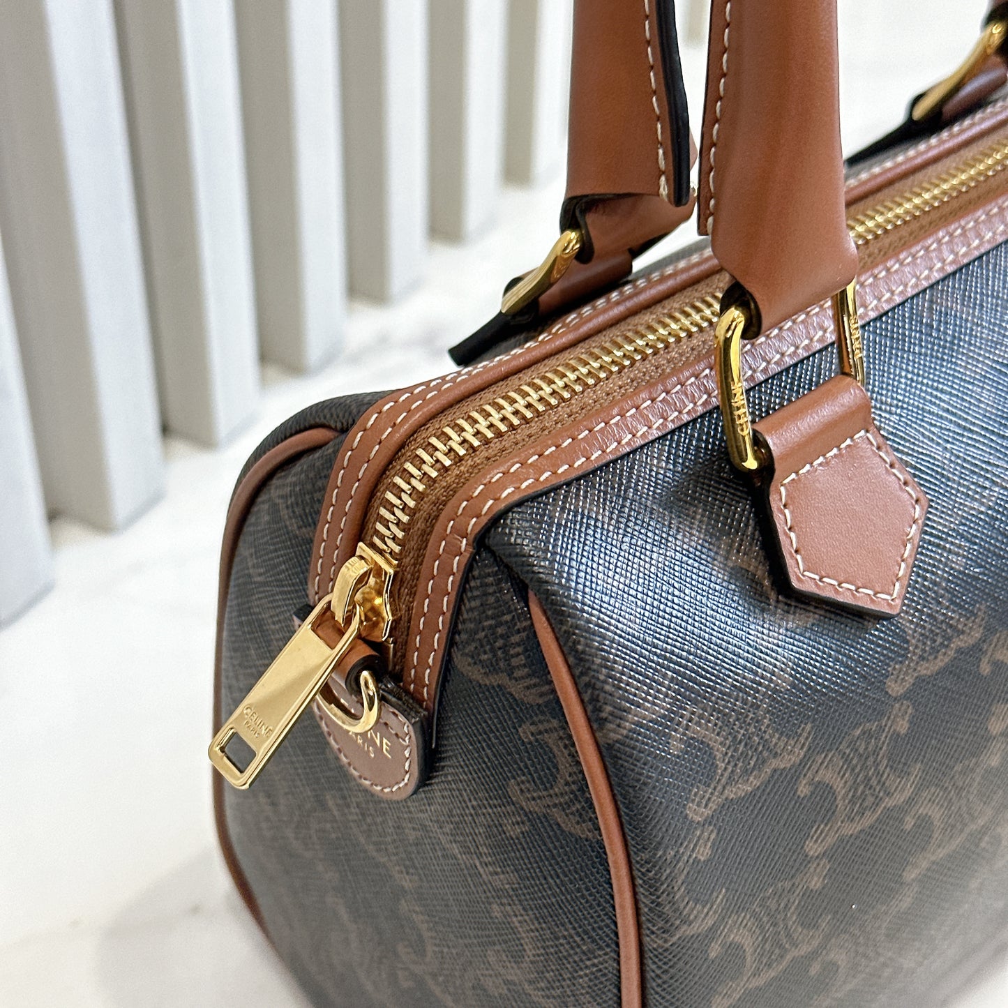 Celine Small Boston in Triomphe Canvas