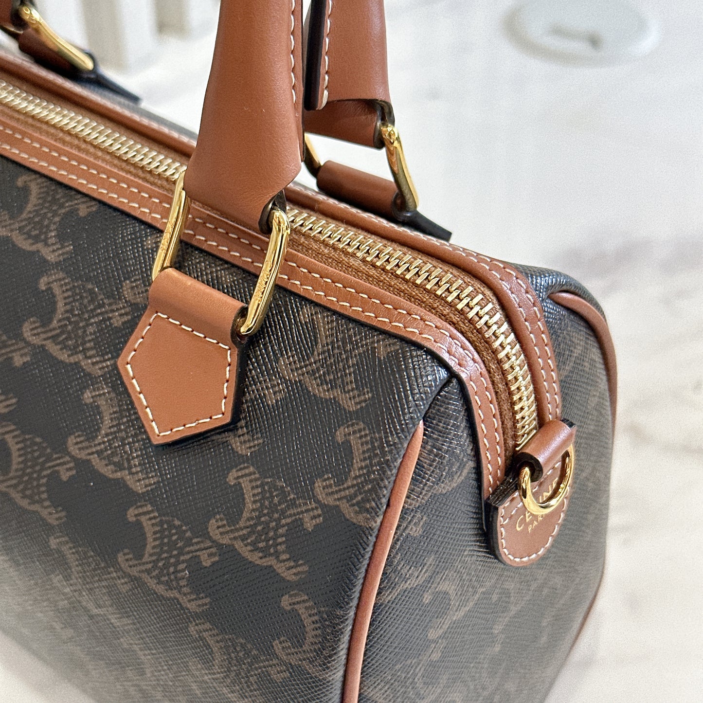 Celine Small Boston in Triomphe Canvas