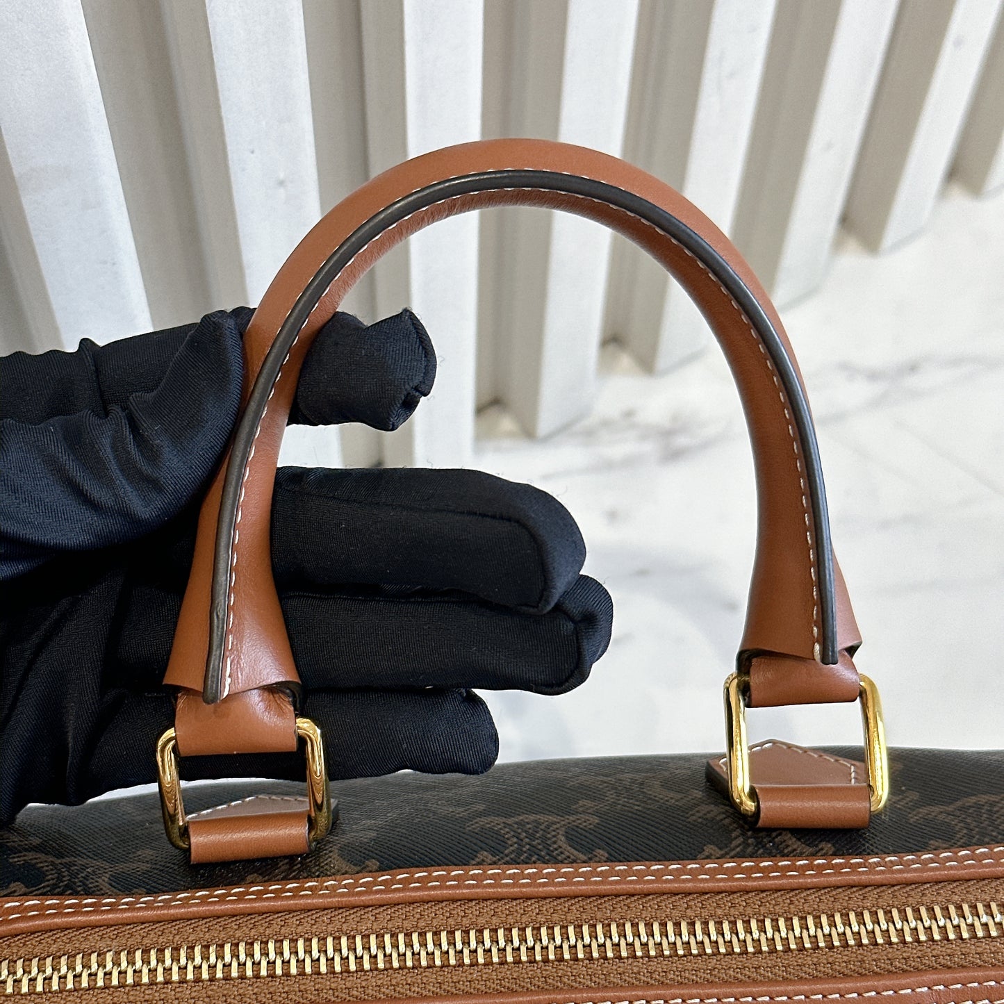 Celine Small Boston in Triomphe Canvas