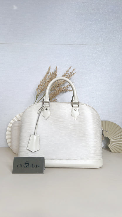 LV Epi Leather Alma PM in White