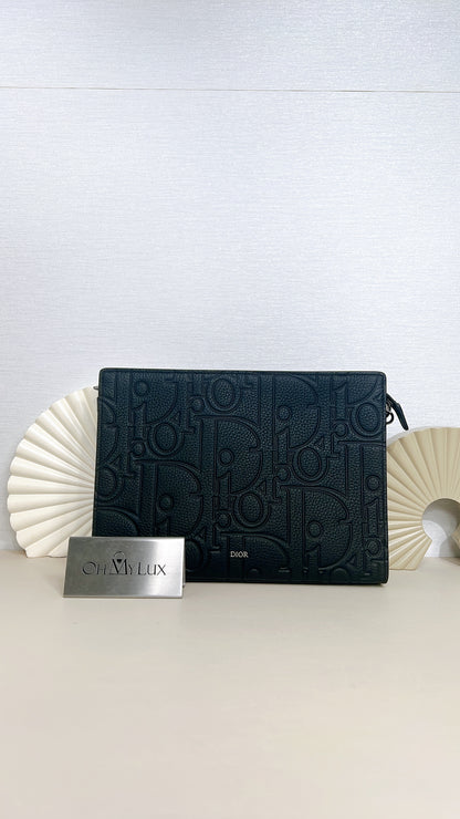 Dior A5 Triangle Pouch in Black Dior Gravity Leather