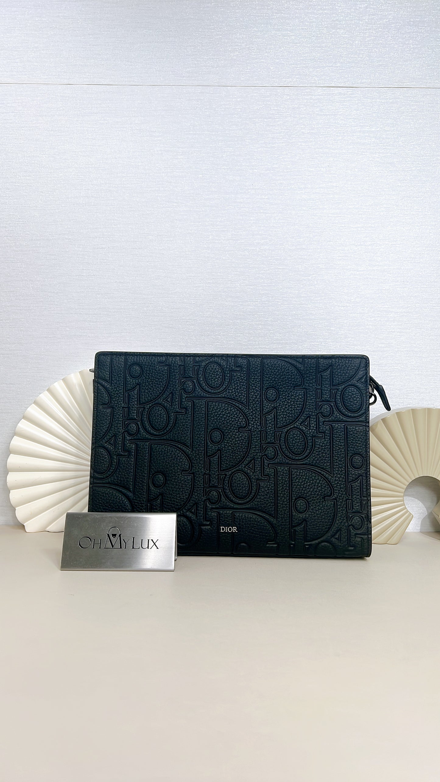 Dior A5 Triangle Pouch in Black Dior Gravity Leather
