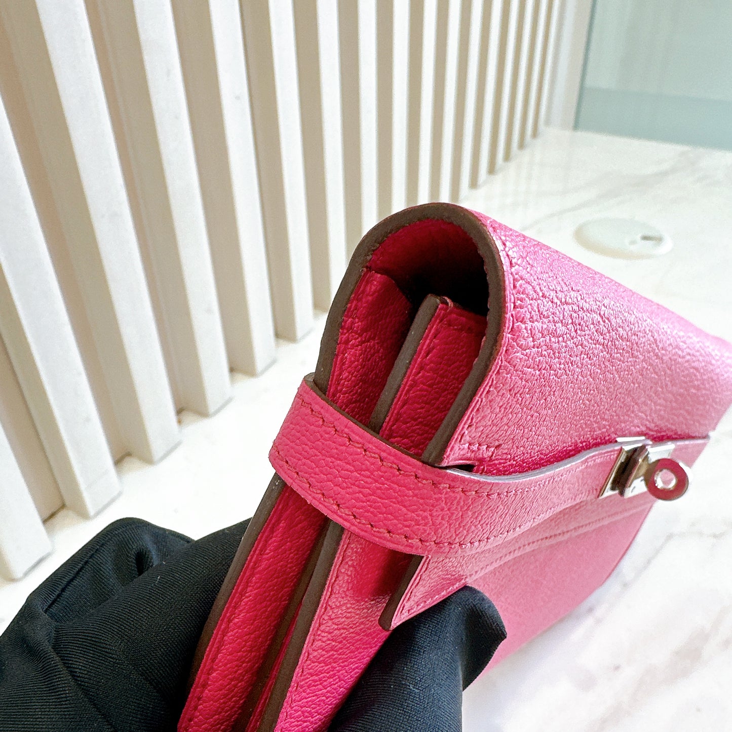 Hermes Kelly Wallet in Rose