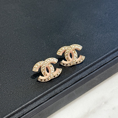 Chanel Pink Enamel CC Earring