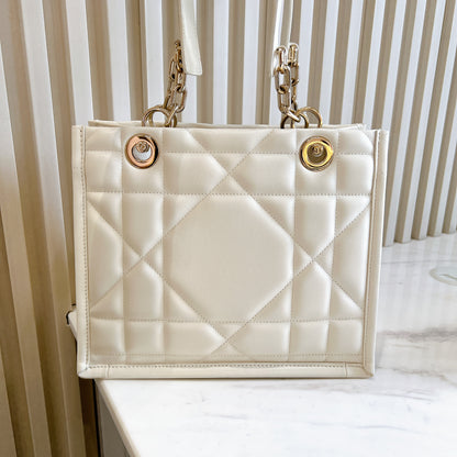 Dior Tote Bag Essential Archi Cannage White