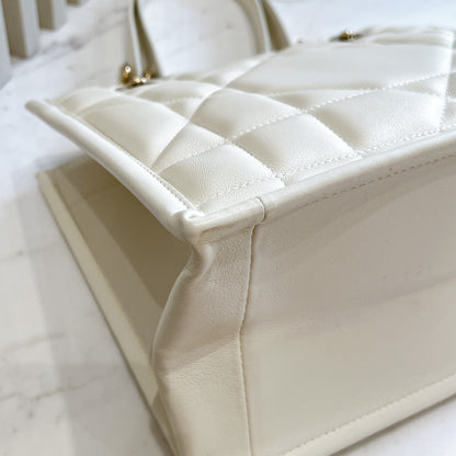 Dior Tote Bag Essential Archi Cannage White