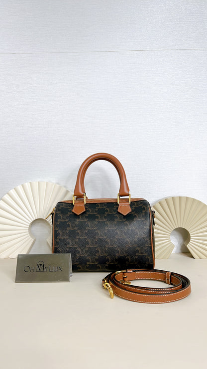 Celine Small Boston in Triomphe Canvas