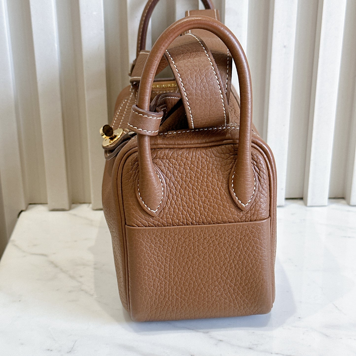 Hermes Mini Lindy in Gold
