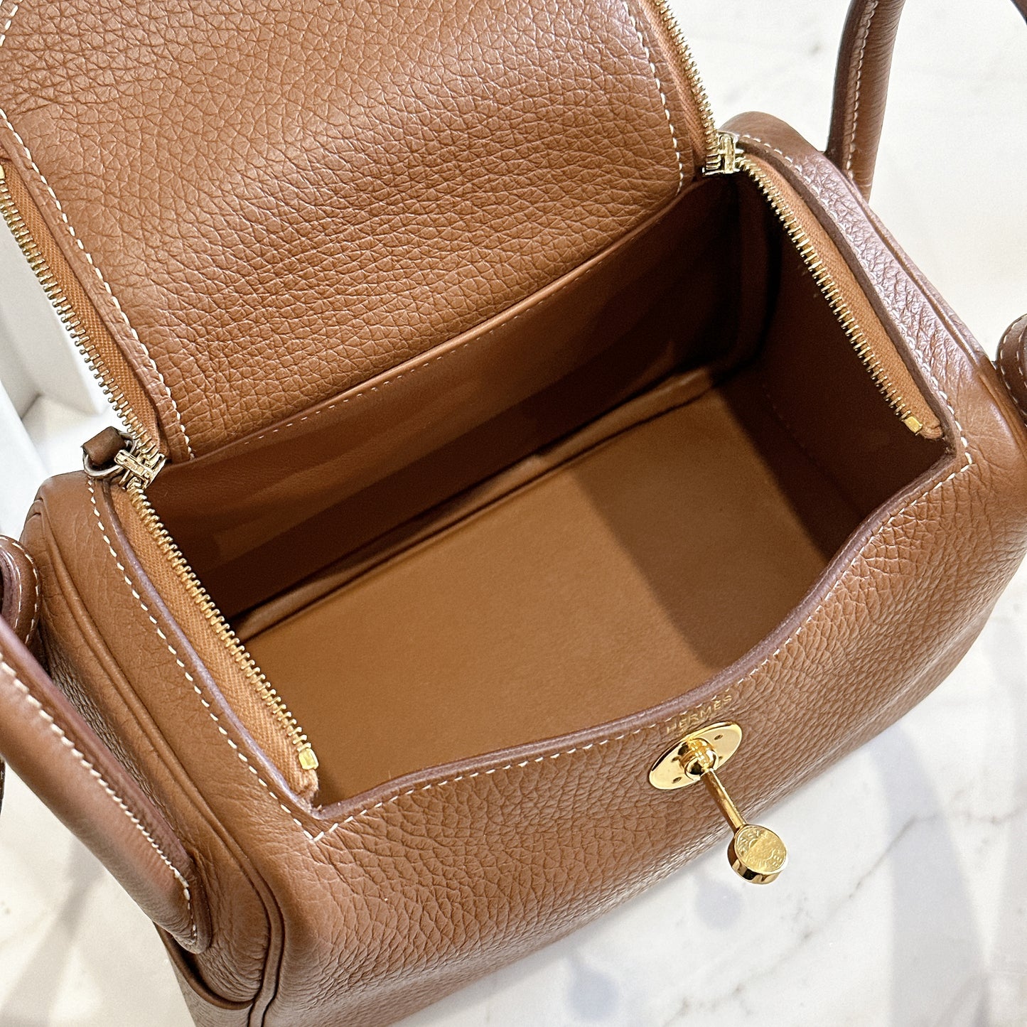 Hermes Mini Lindy in Gold