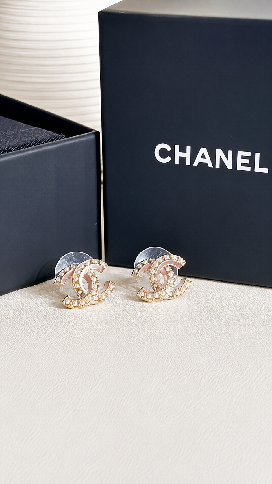 Chanel Pink Enamel CC Earring