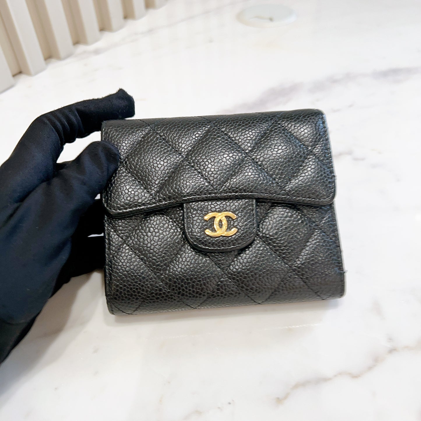 Chanel Classic Trifold Wallet in Black GHW