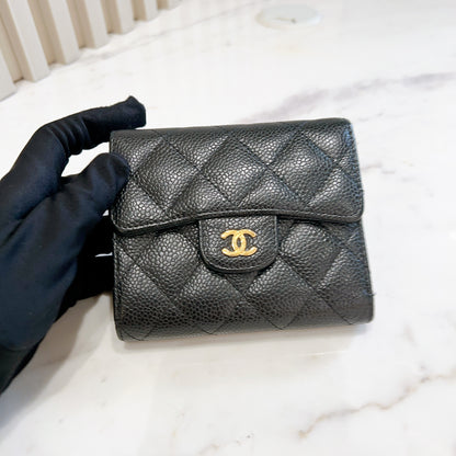 Chanel Classic Trifold Wallet in Black GHW