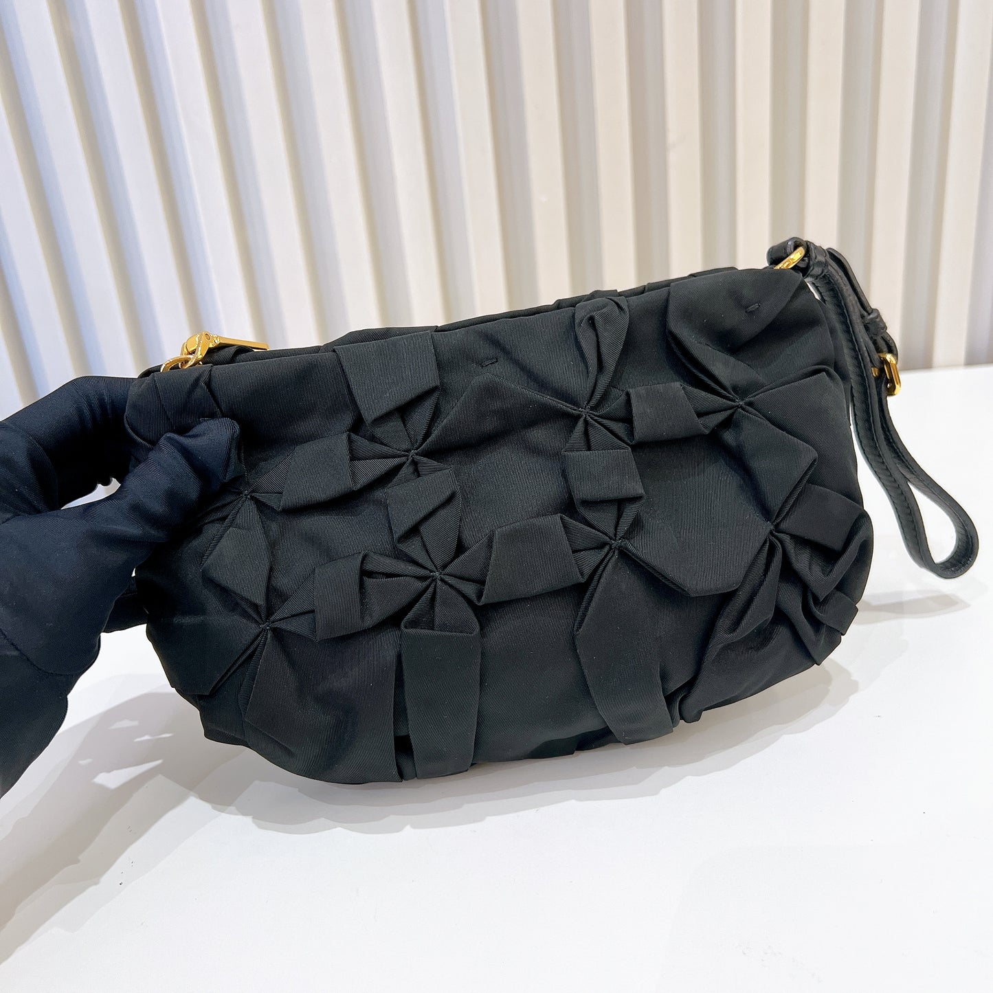 Prada Origami Nylon Clutch in Black