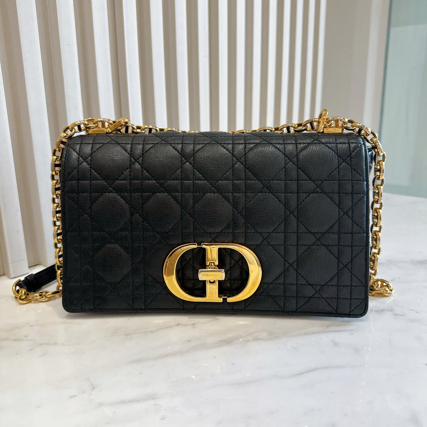 Dior Medium Caro Bag in Black GHW