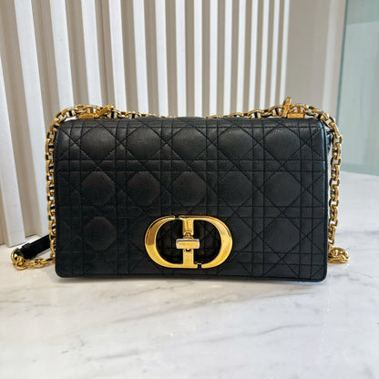 Dior Medium Caro Bag in Black GHW