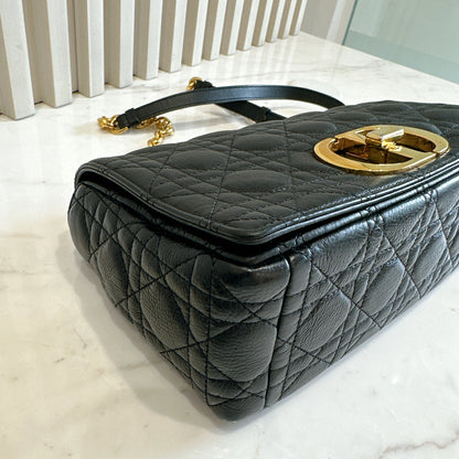 Dior Medium Caro Bag in Black GHW