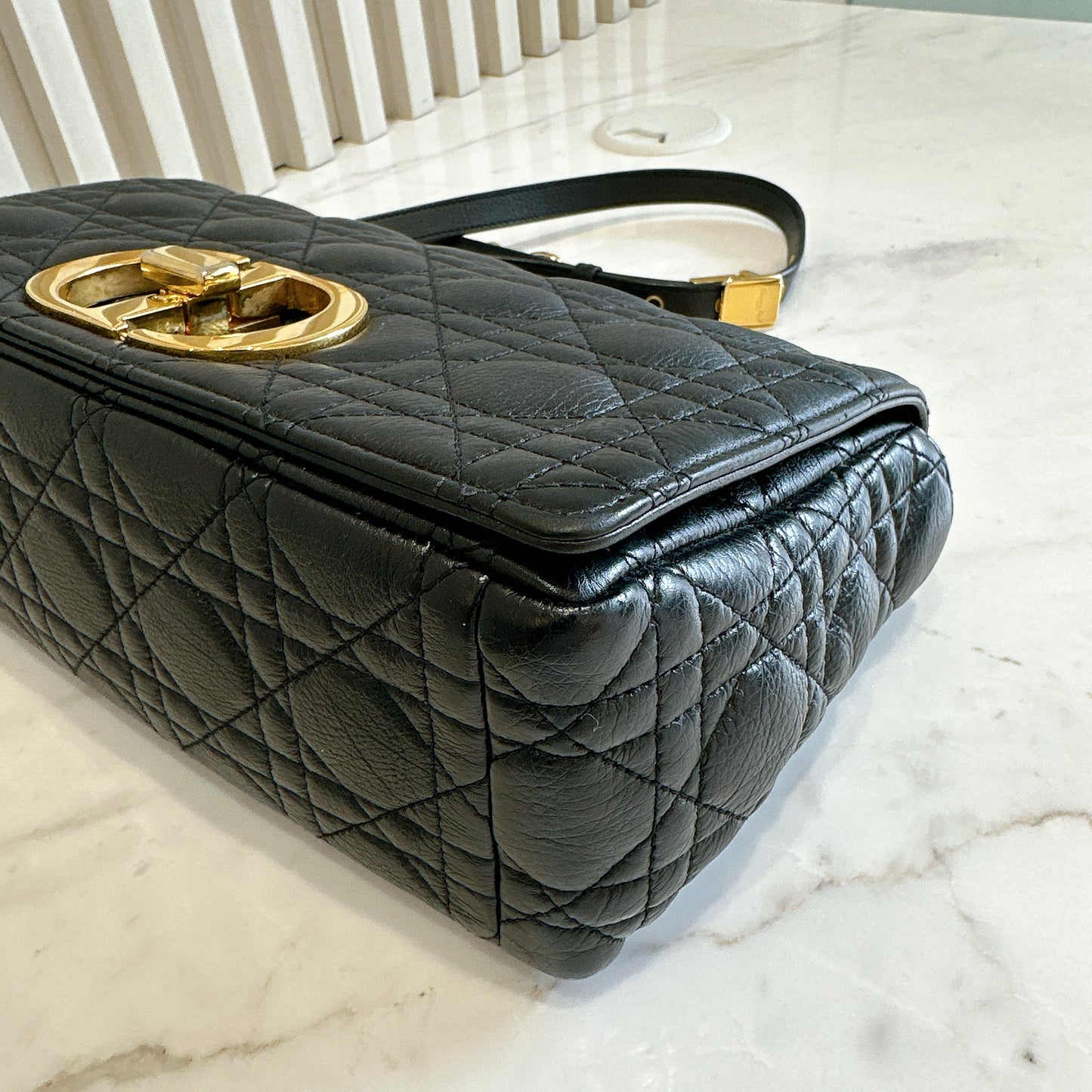 Dior Medium Caro Bag in Black GHW