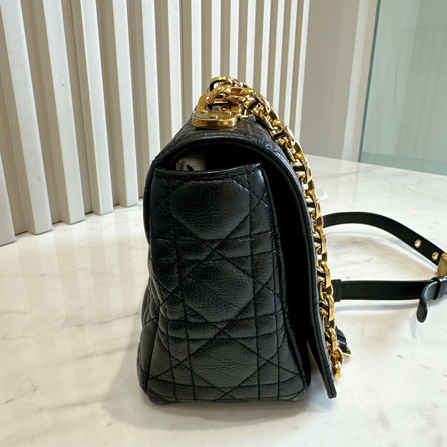 Dior Medium Caro Bag in Black GHW