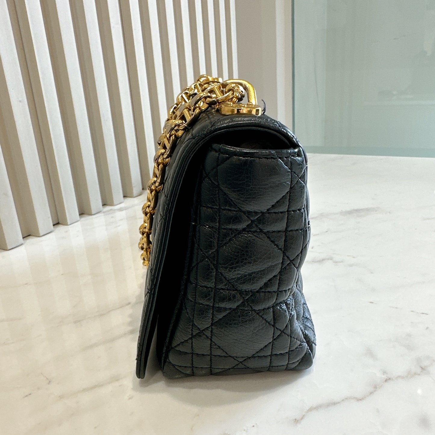 Dior Medium Caro Bag in Black GHW
