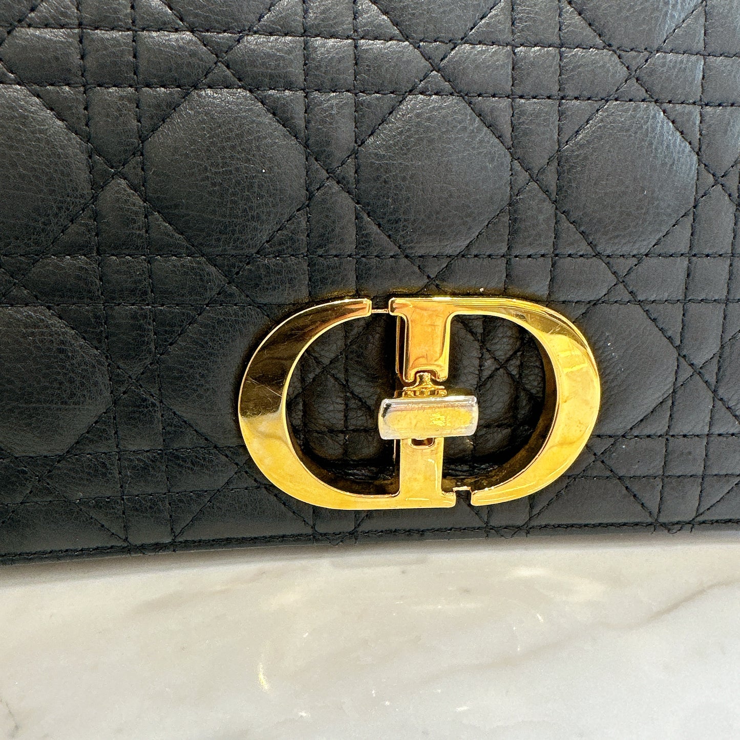 Dior Medium Caro Bag in Black GHW