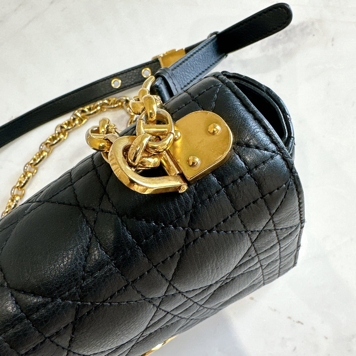 Dior Medium Caro Bag in Black GHW