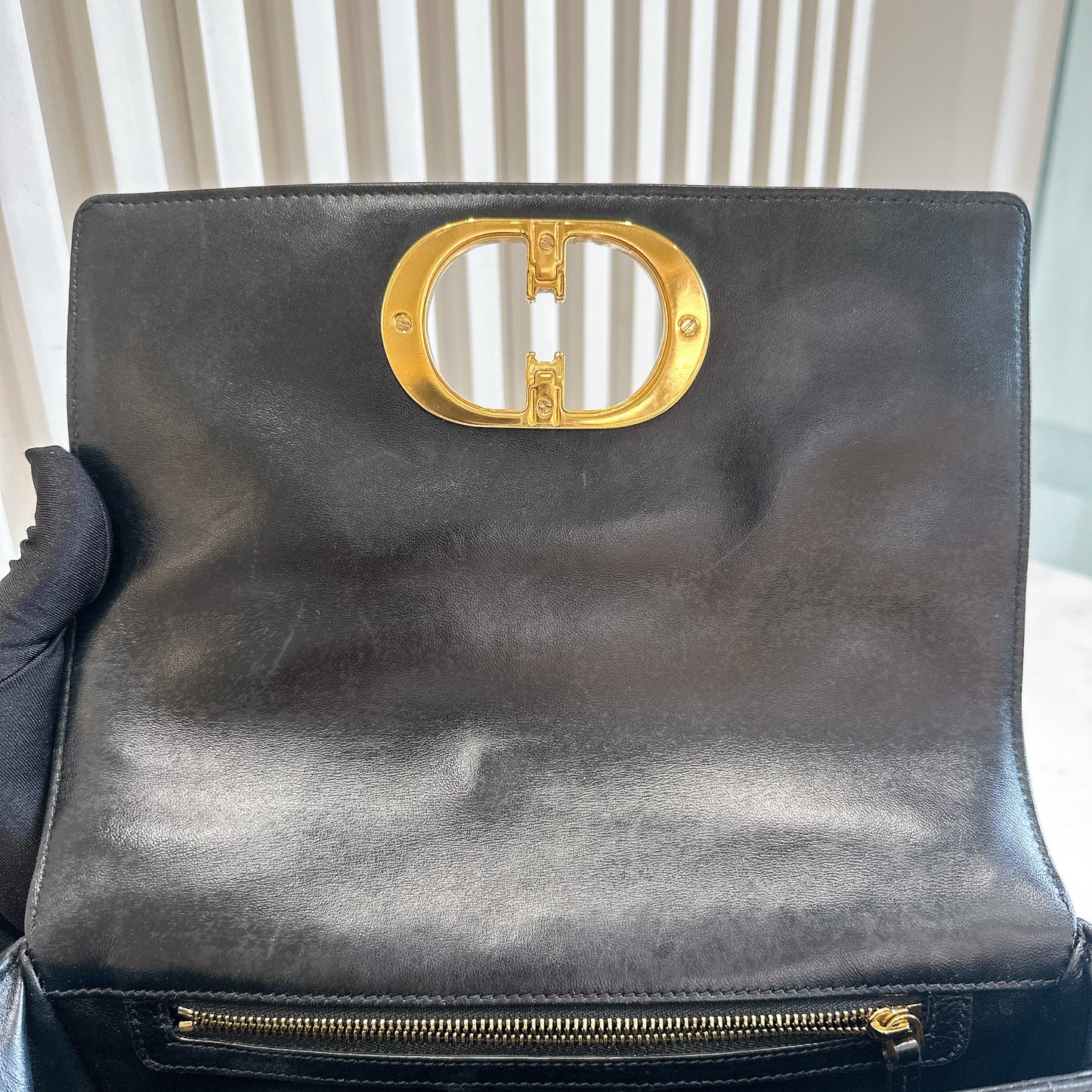 Dior Medium Caro Bag in Black GHW