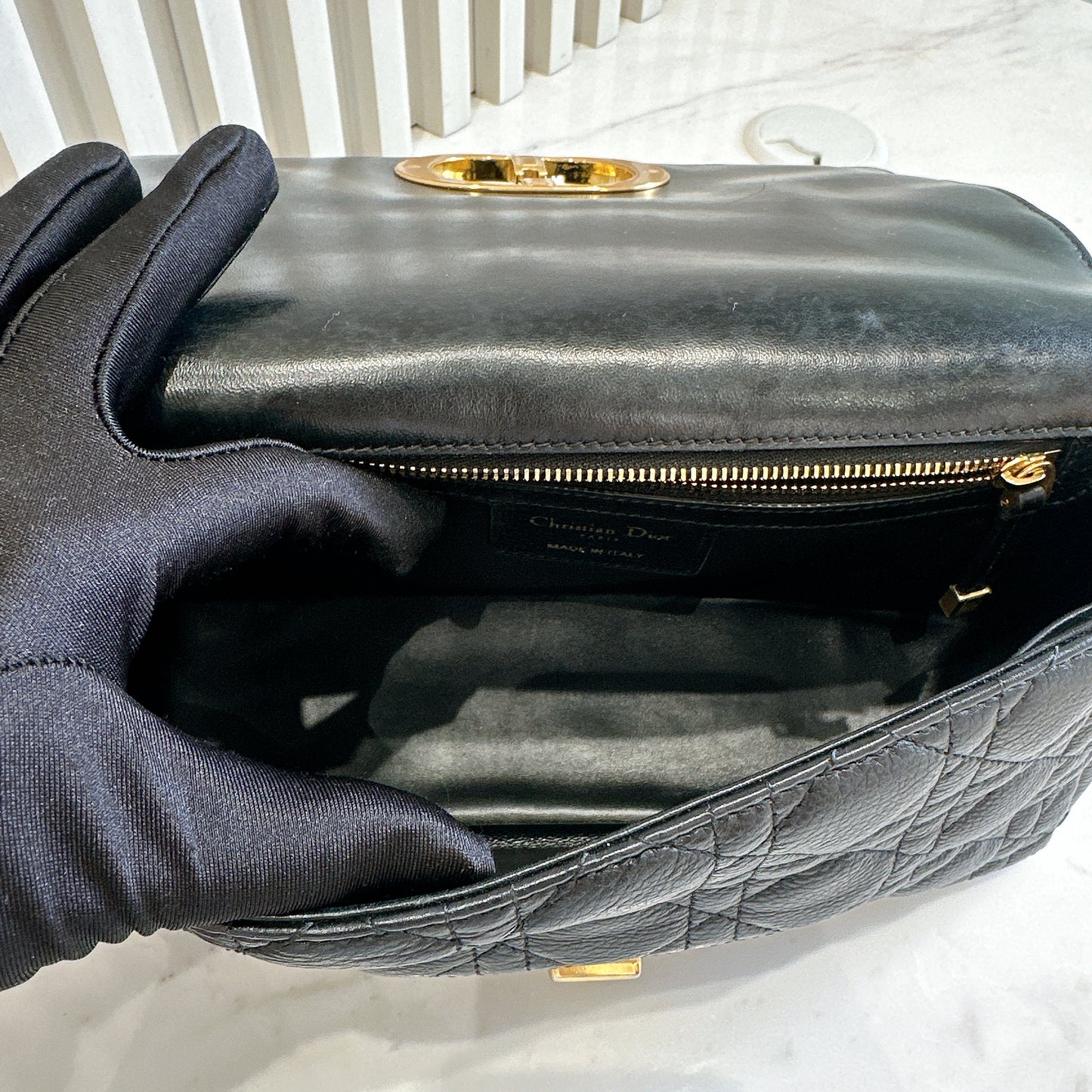 Dior Medium Caro Bag in Black GHW