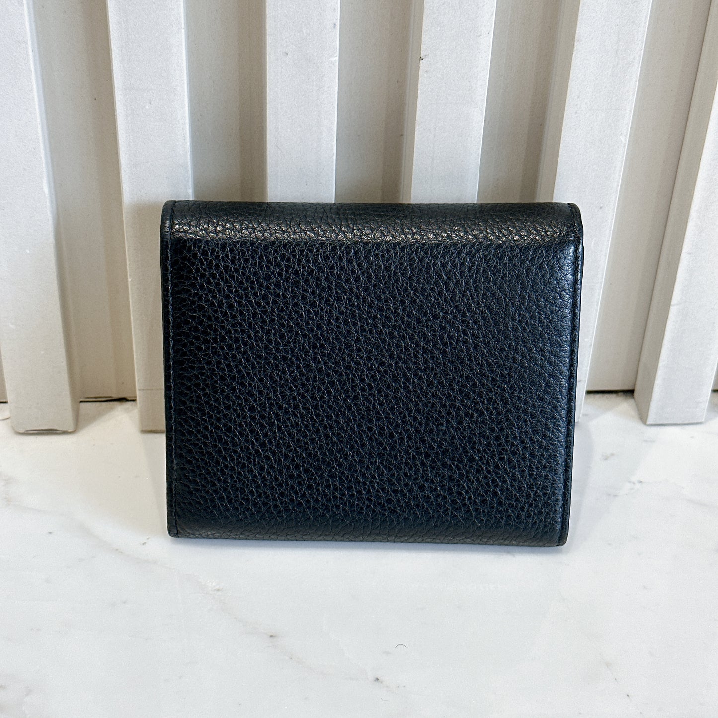 Prada Tri Fold Black Wallet in Calfskin
