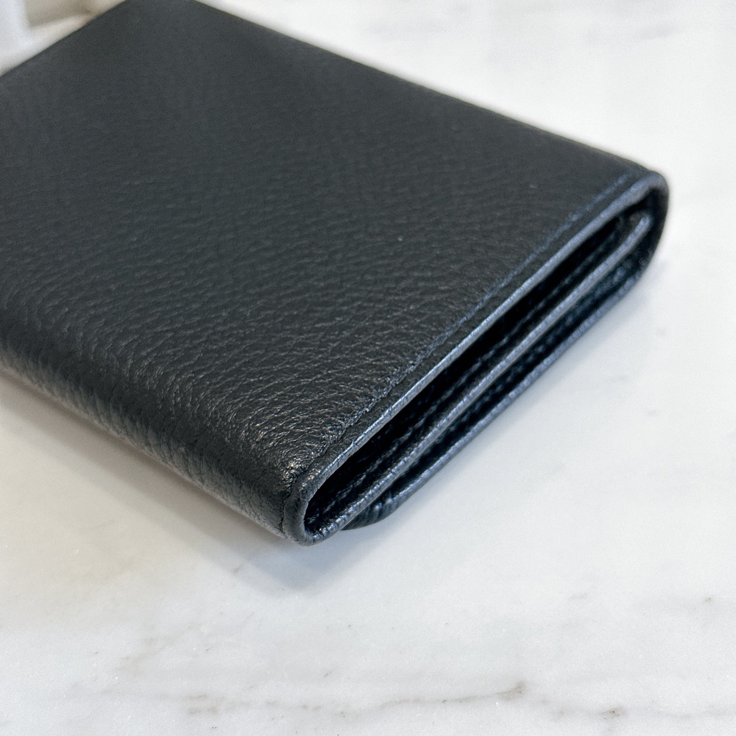 Prada Tri Fold Black Wallet in Calfskin