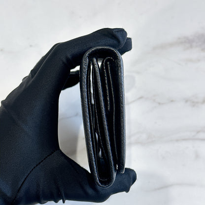 Prada Tri Fold Black Wallet in Calfskin