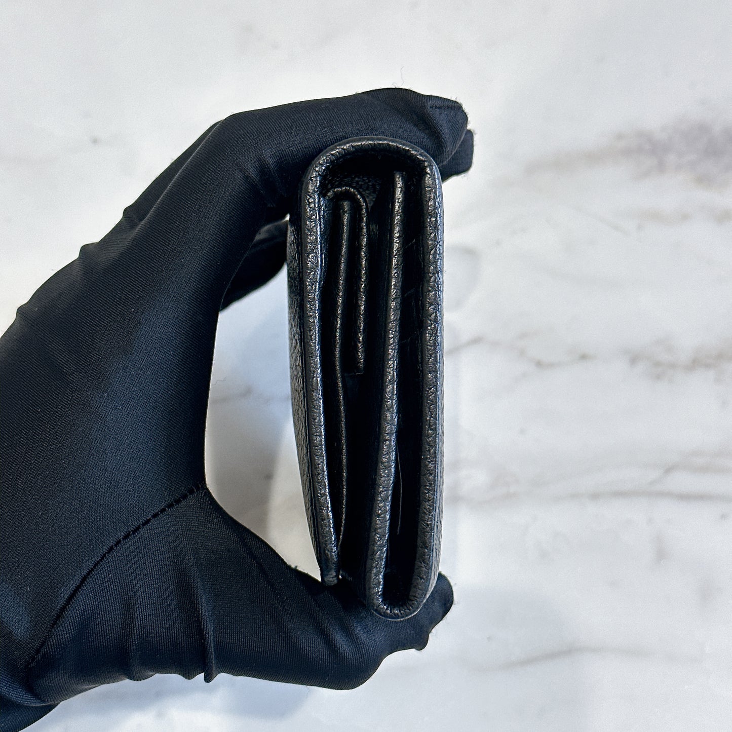 Prada Tri Fold Black Wallet in Calfskin