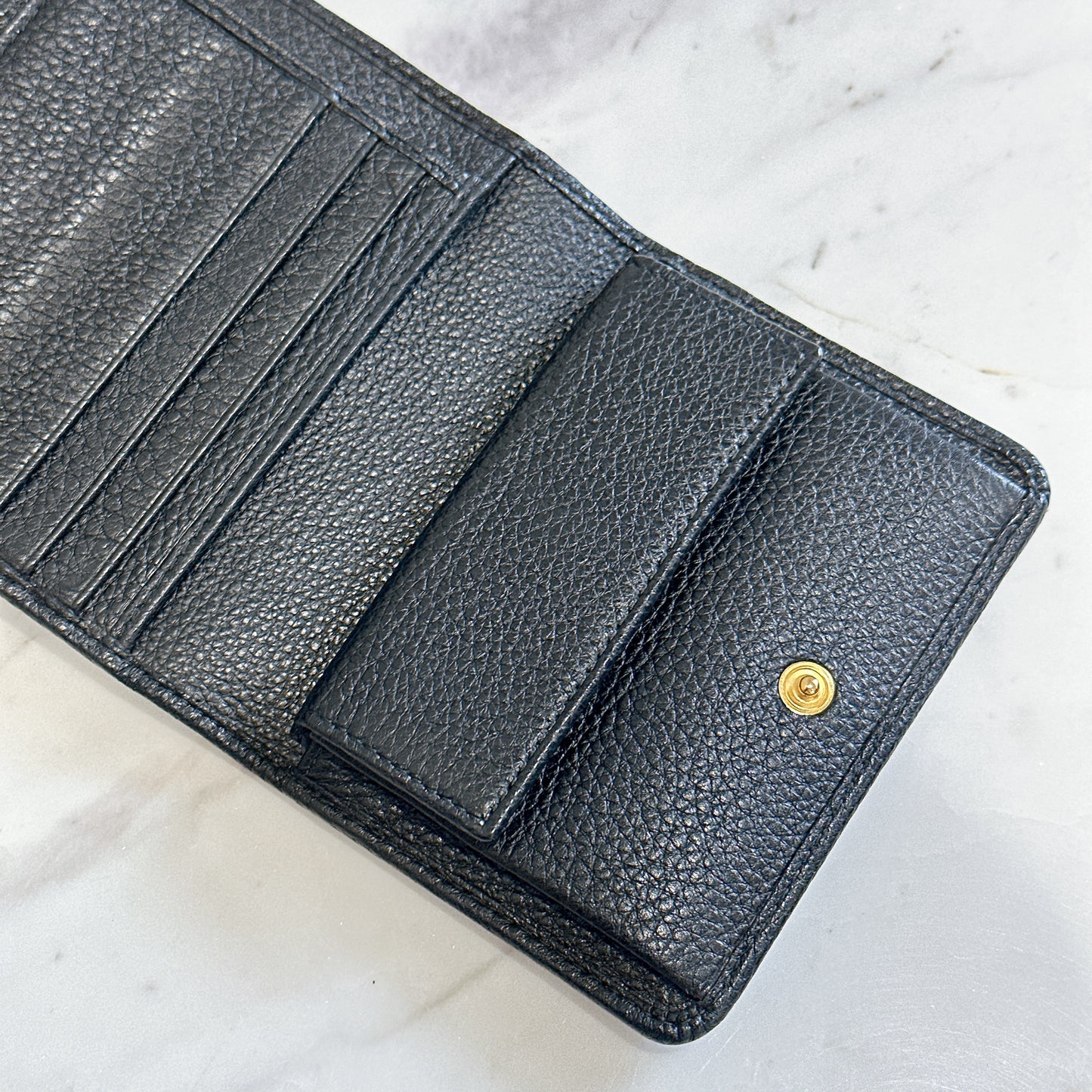Prada Tri Fold Black Wallet in Calfskin