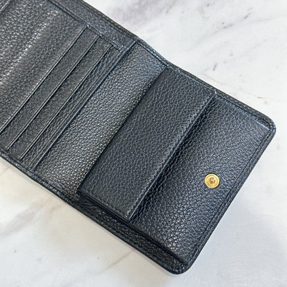 Prada Tri Fold Black Wallet in Calfskin