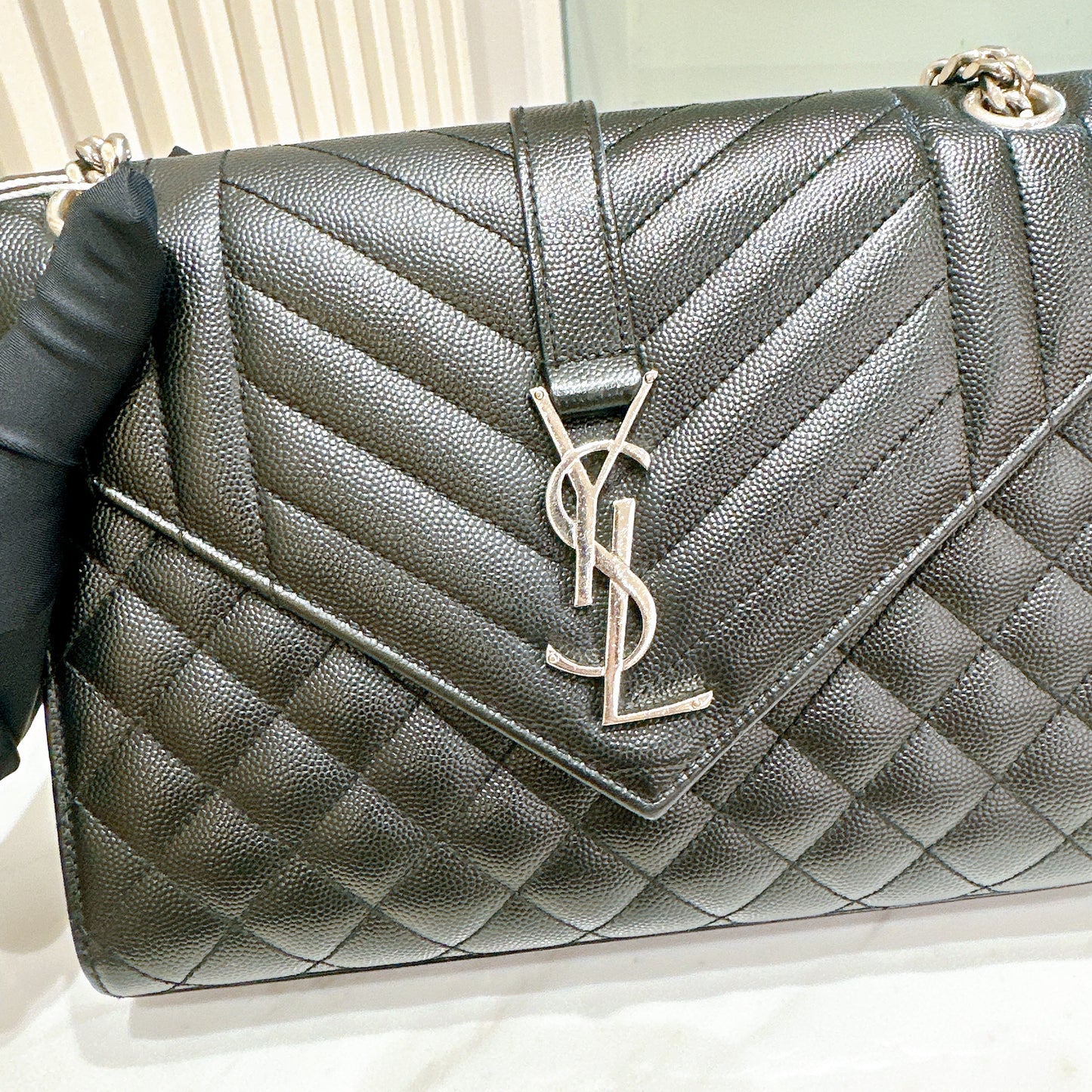 YSL Medium Envelope in Black SHW