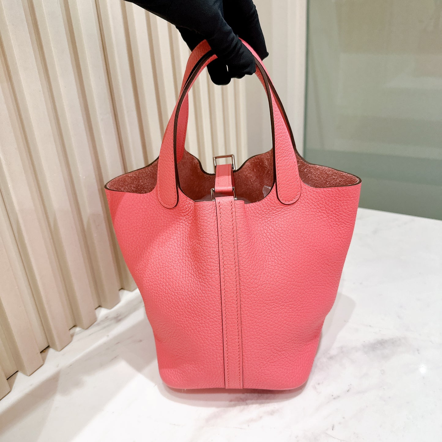 Hermes Picotin 18 in Rose Azalee PHW
