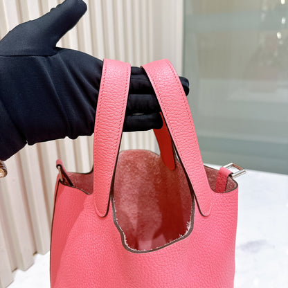 Hermes Picotin 18 in Rose Azalee PHW