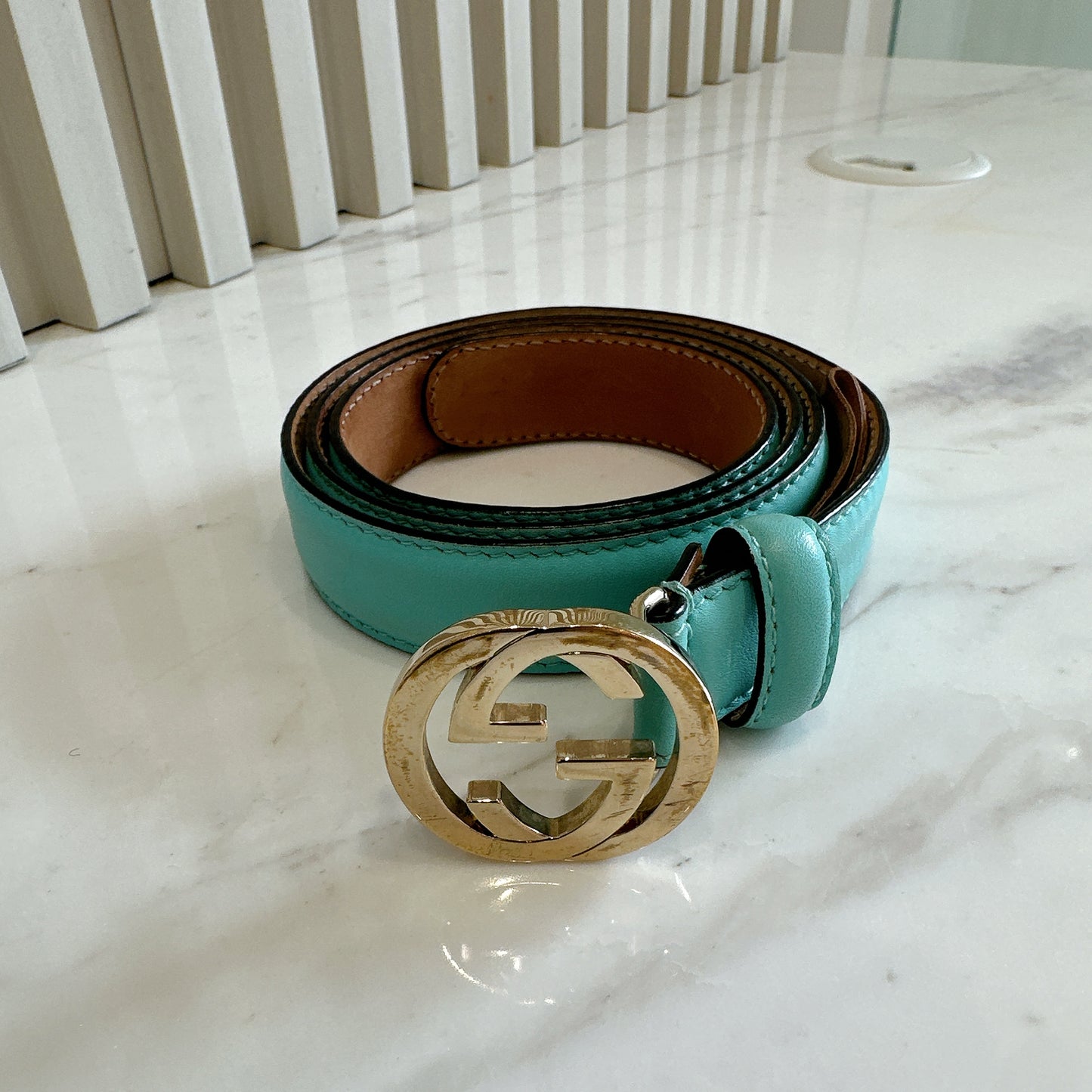 Gucci Interlocking Belt in Turquoise